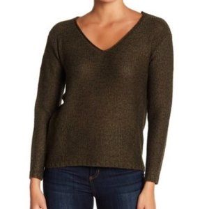 NEW RDI Vneck knit sweater burnt olive sweater S